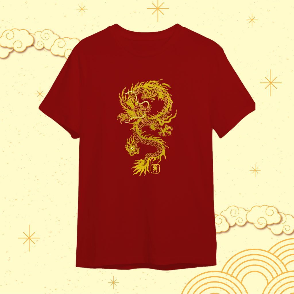 ARCH Dragon Design T Shirt (Maroon) with Swarovski Elements (TSA 0038/RS)