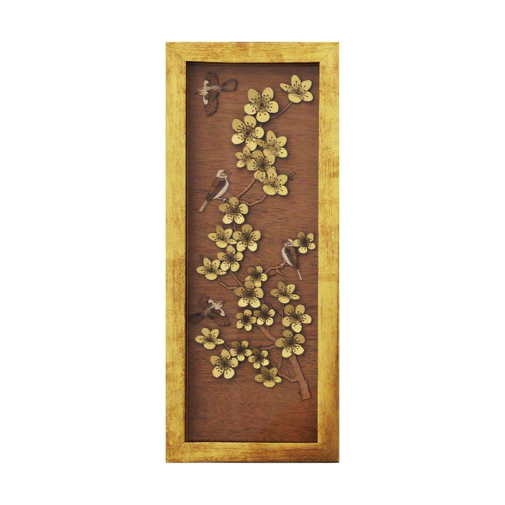  Cherry Blossom Gold chinese design art piece home office decoration wood veneer wedding business corporate gift