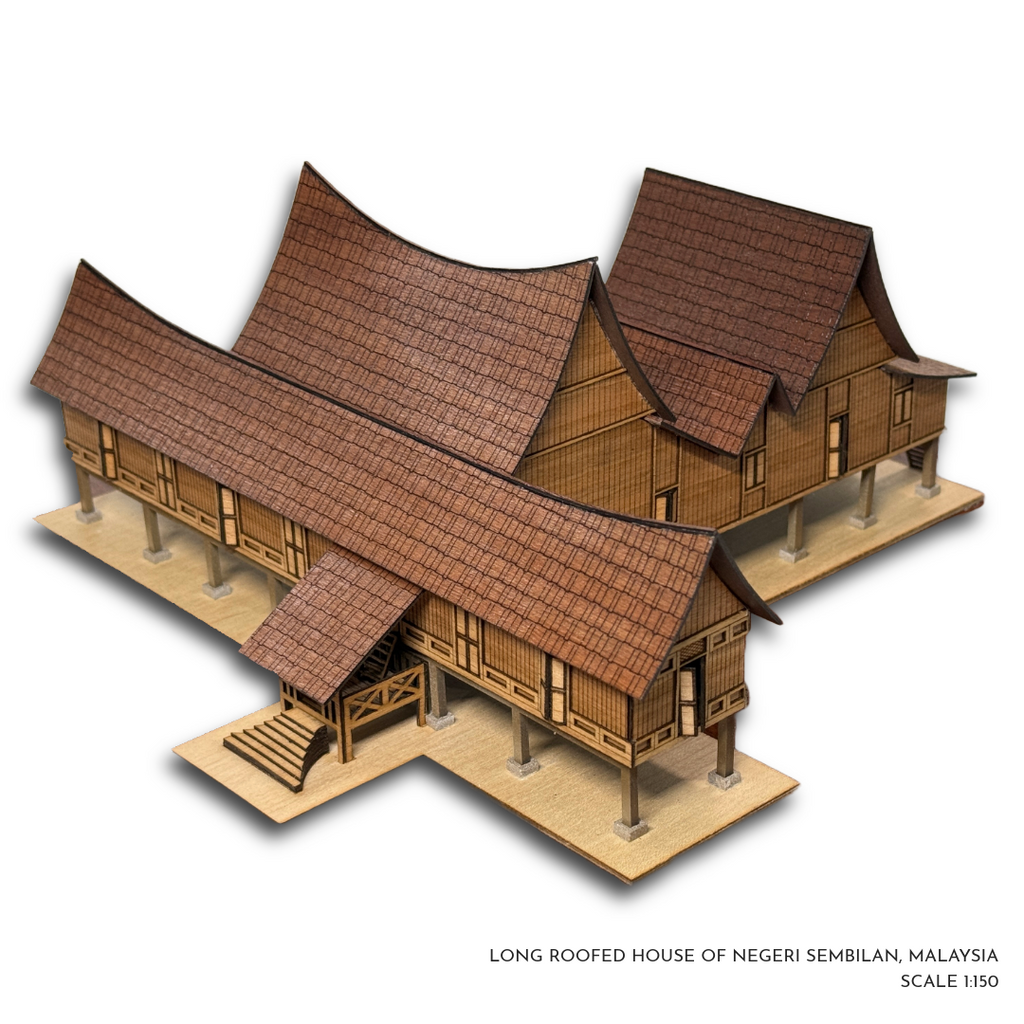 3-D Miniatures - Traditional Malay House - Negeri Sembilan (long roofed)