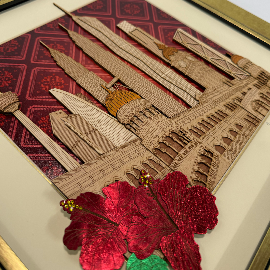 2-D Art Pieces  - Timeless Kuala Lumpur (40cm x 40cm) with Swarovski