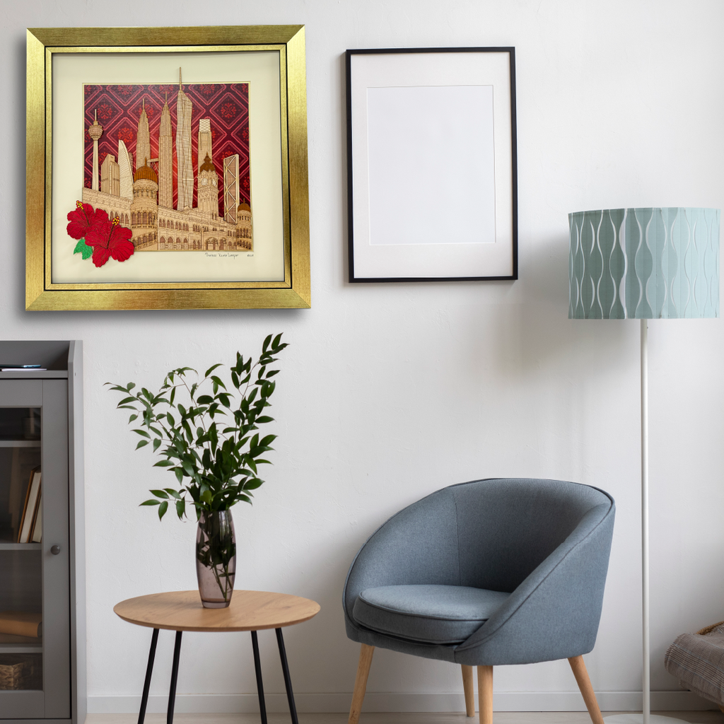 2-D Art Pieces  - Timeless Kuala Lumpur (40cm x 40cm) with Swarovski
