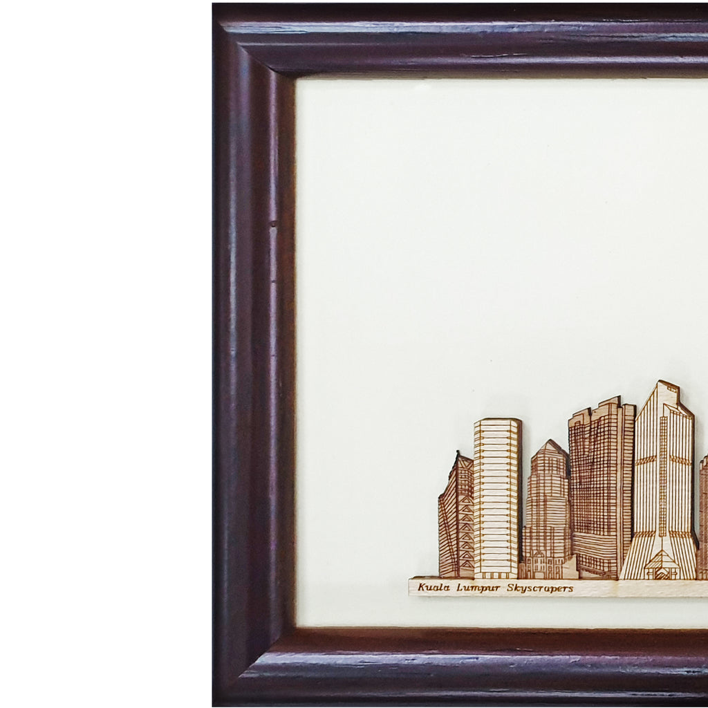 Kuala Lumpur Skyscrapers design art piece home office decoration wood veneer wedding business corporate gift premium luxury hand-made present