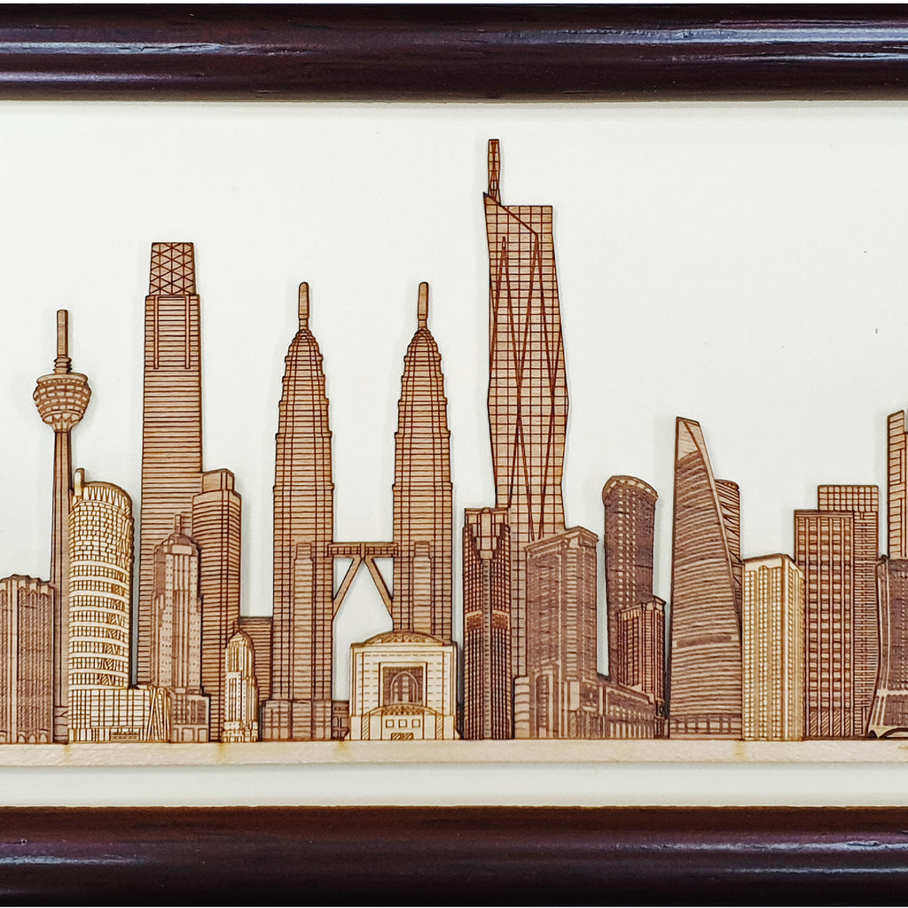 Kuala Lumpur Skyscrapers design art piece home office decoration wood veneer wedding business corporate gift premium luxury hand-made present