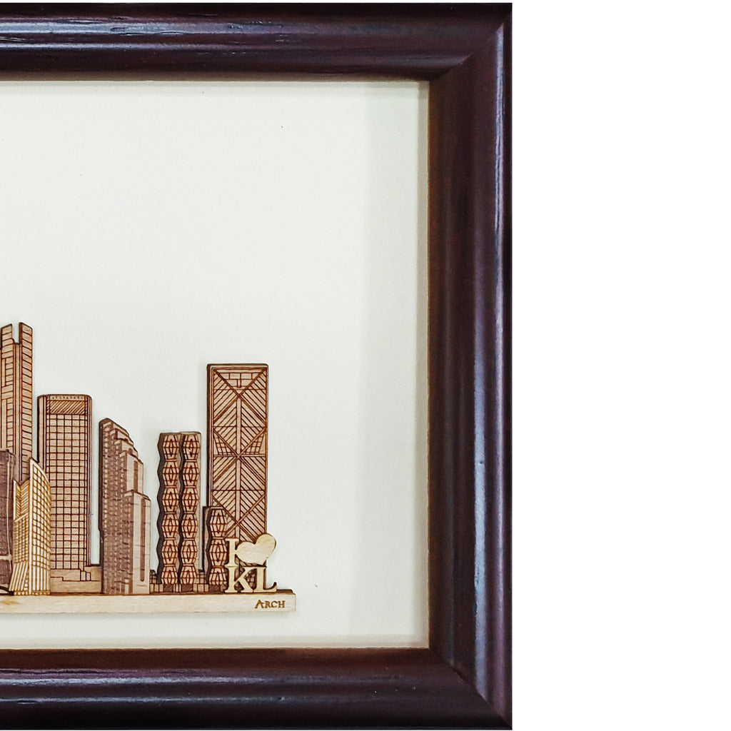 Kuala Lumpur Skyscrapers design art piece home office decoration wood veneer wedding business corporate gift premium luxury hand-made present