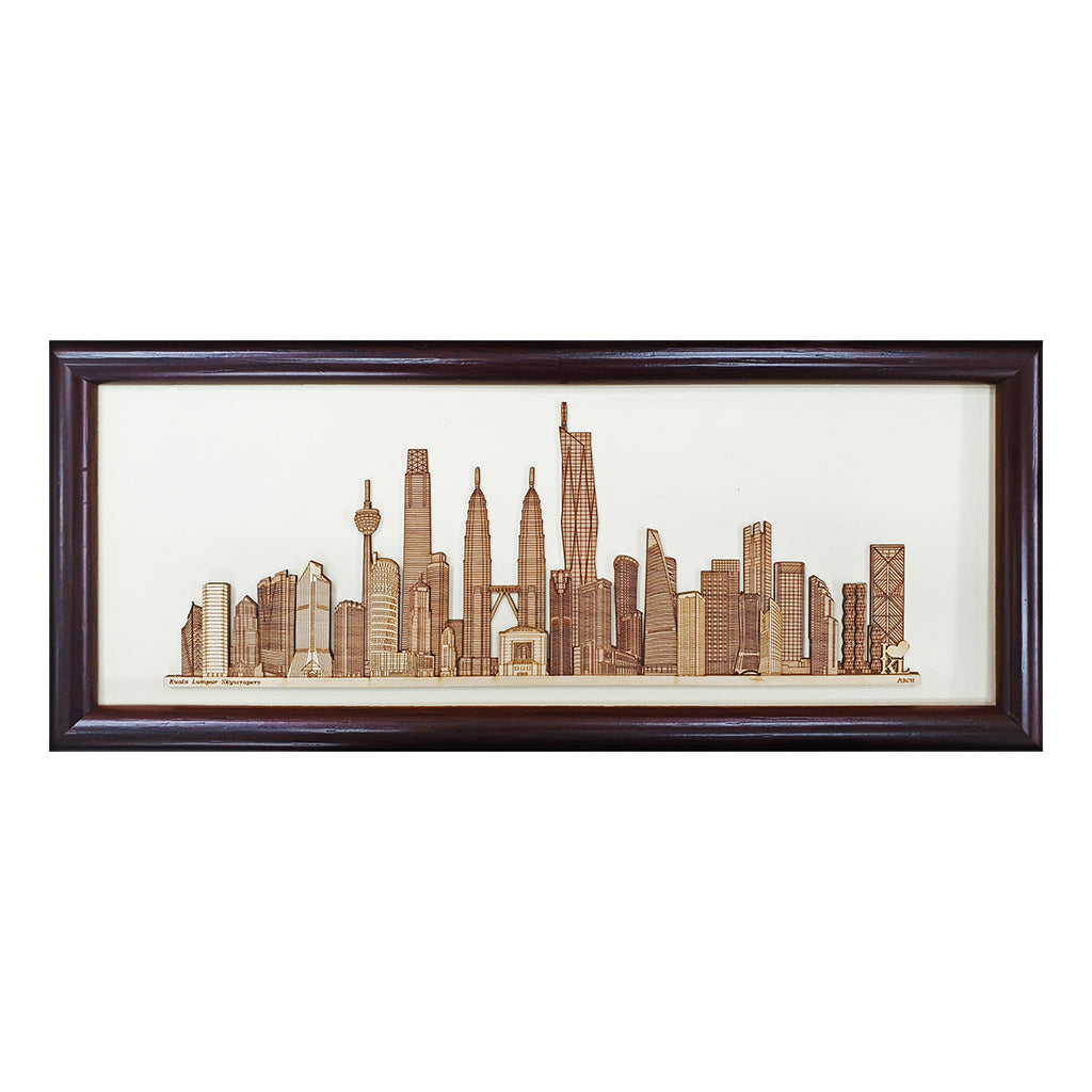 Kuala Lumpur Skyscrapers design art piece home office decoration wood veneer wedding business corporate gift premium luxury hand-made present