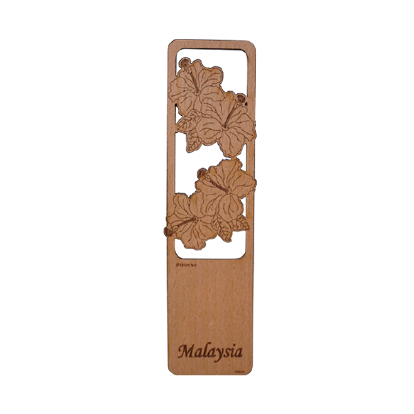 Wood Veneer Bookmarks  - Hibiscus