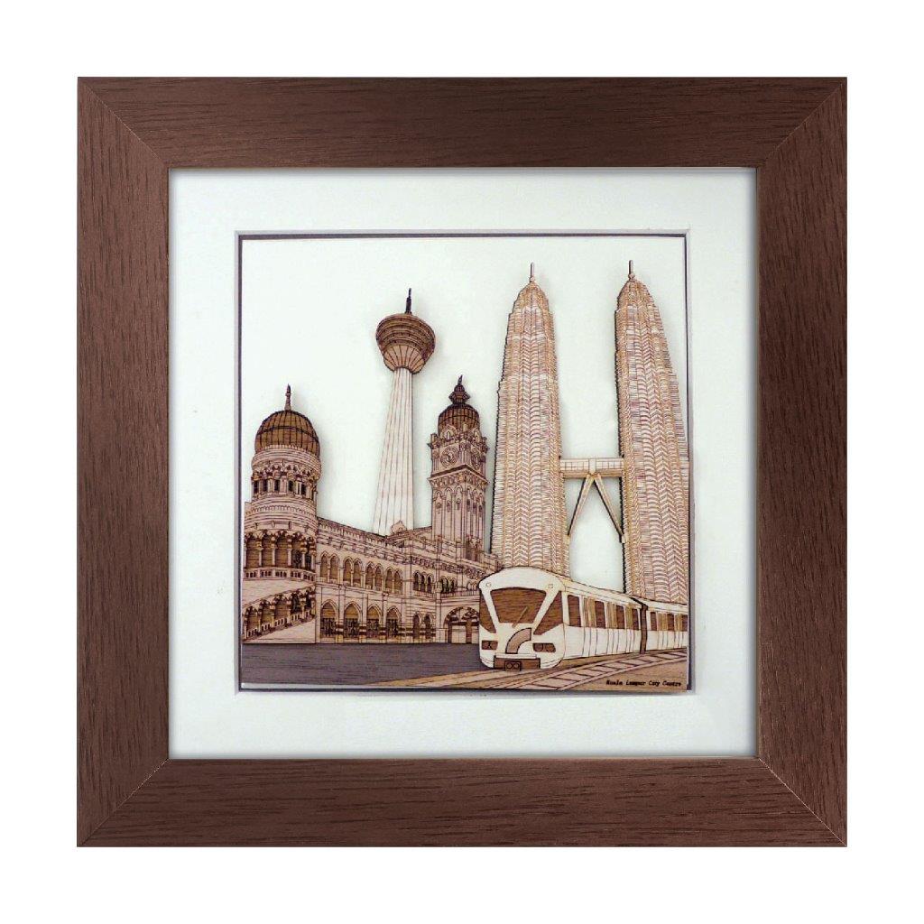 Kuala Lumpur City Centre design art piece home office decoration wood veneer wedding business corporate gift premium luxury hand-made present