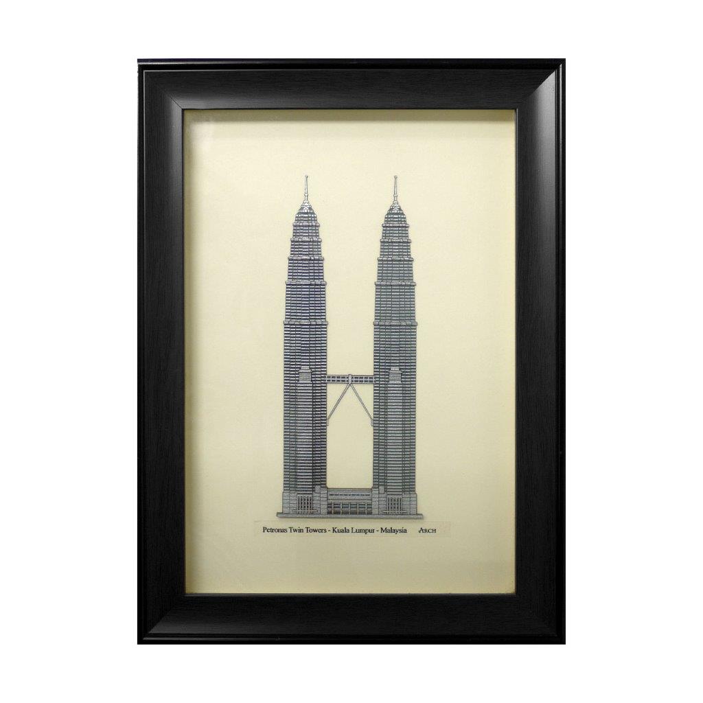 klcc petronas twin tower heritage design art piece home office decoration wood veneer wedding business corporate gift premium luxury hand-made present