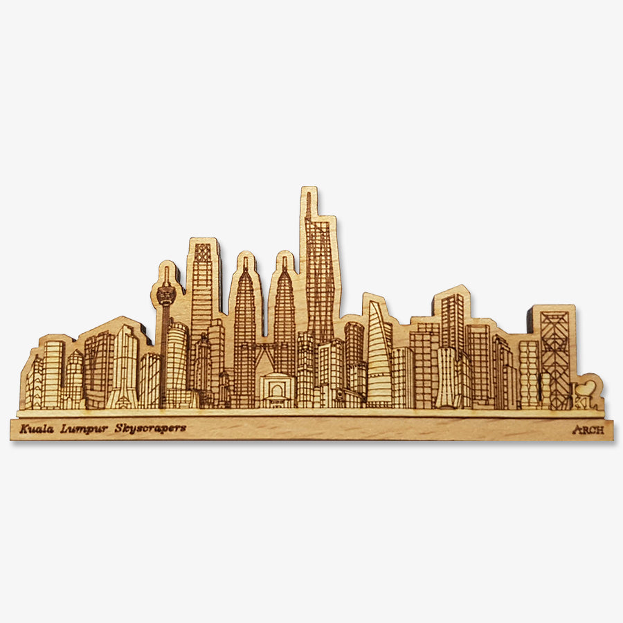Wood Veneer Magnets  - Kuala Lumpur Skyscrapers