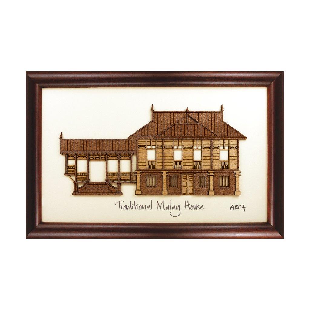  Traditional Malay House heritage design art piece home office decoration wood veneer wedding business corporate gift premium luxury hand-made present