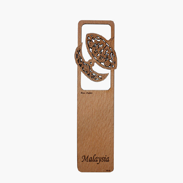 Wood Veneer Bookmarks  - Traditional Wau Bulan