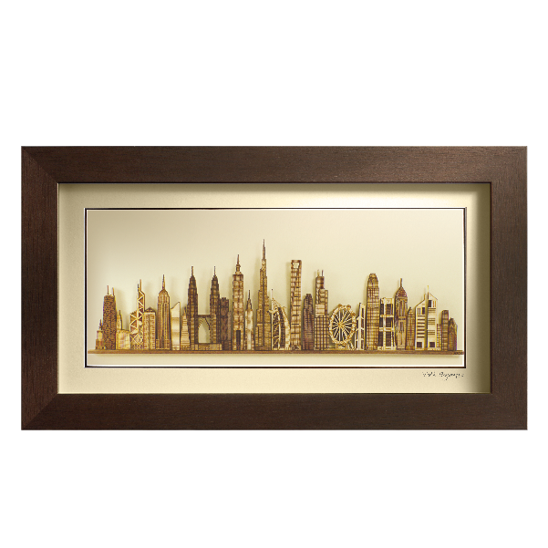 heritage design art piece home office decoration wood veneer wedding business corporate gift premium luxury hand-made present